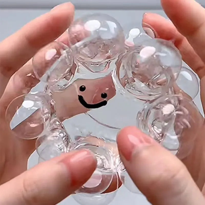 6cm TPR bubble making pinch anger toy in transparent jellyfish colour for stress relief and sensory training