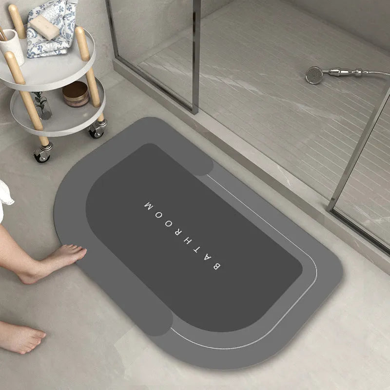 Modern diatom mud floor mat with natural rubber base in blue colour option