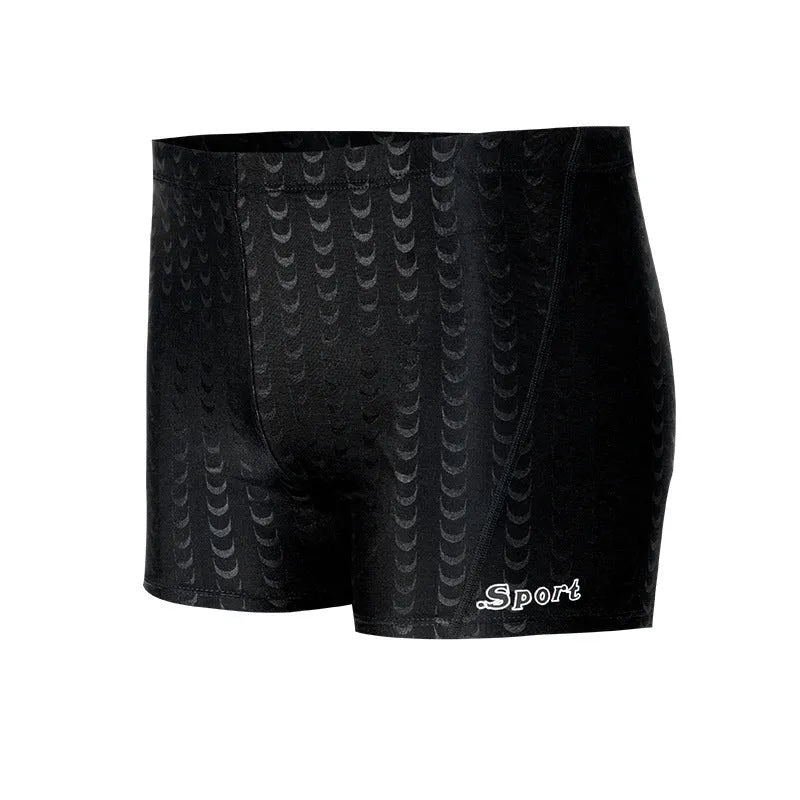 Men's solid colour swimming trunks in waterproof shark skin polyester fabric