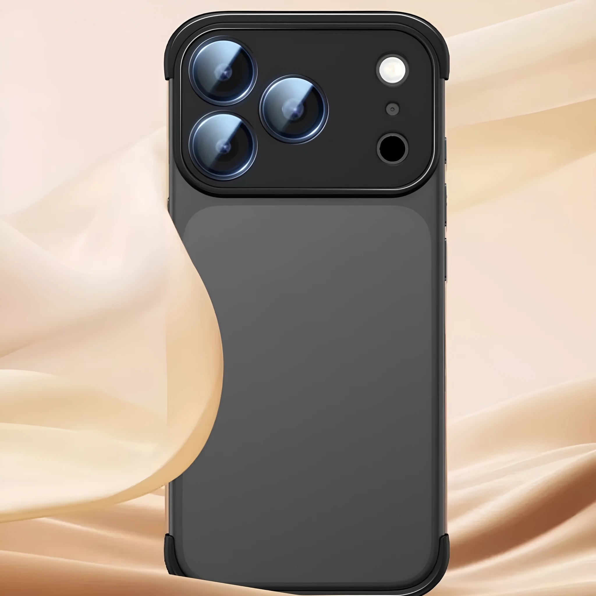 Simple Personality Shell mobile case for iPhone 17 models shown in black, orange, grey, and desert colour options.