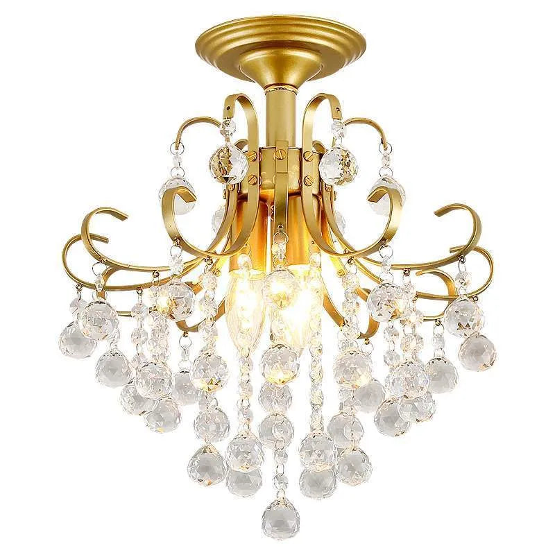 American simple glass chandelier, gold finish, diameter 33cm, height 40cm, iron body, LED light