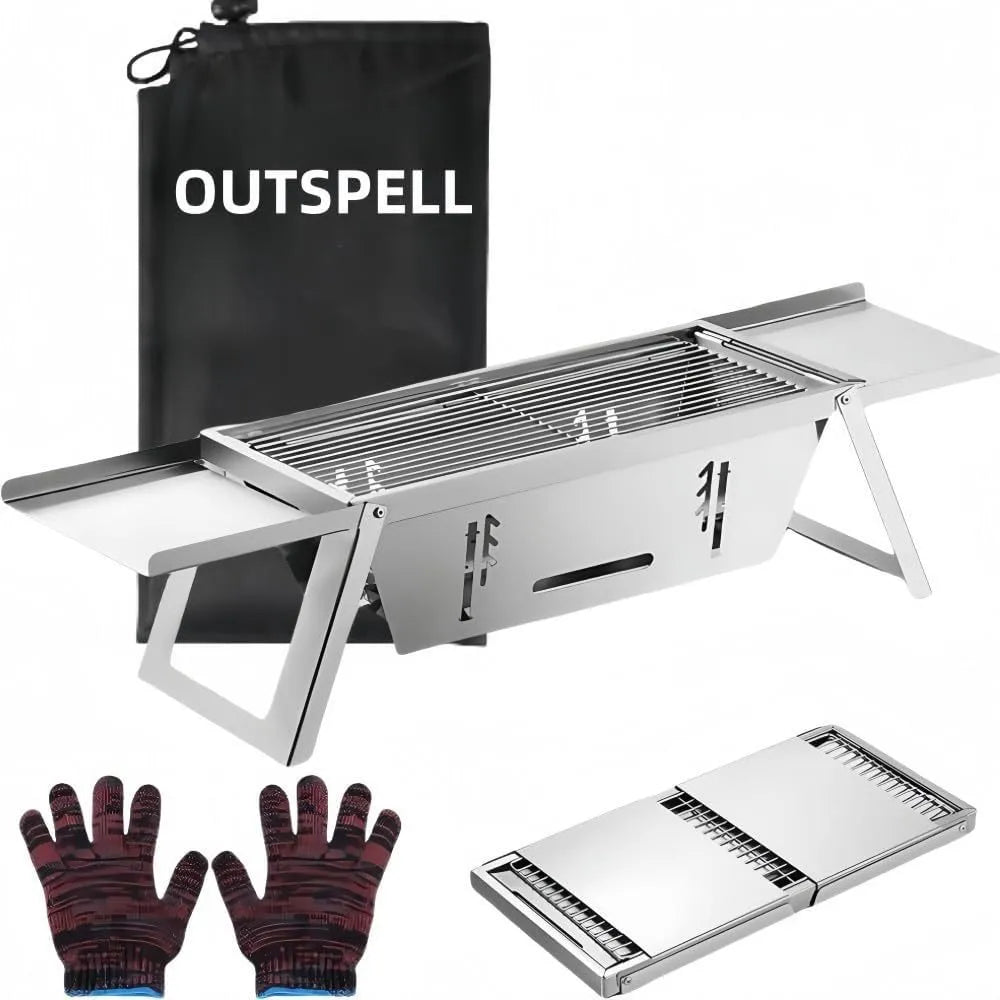 Small folding portable charcoal grill for outdoor barbecues