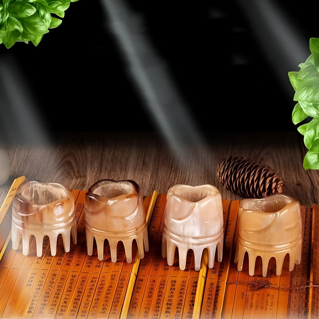 White buffalo horn wide tooth comb for women's scalp massage and hair detangling