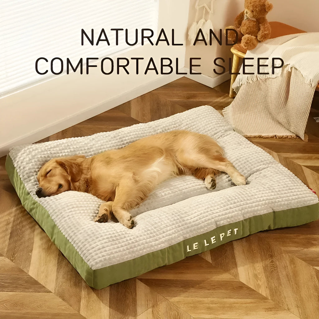 Soft fleece pet bed with detachable cushion mat in coffee colour for medium-sized dog