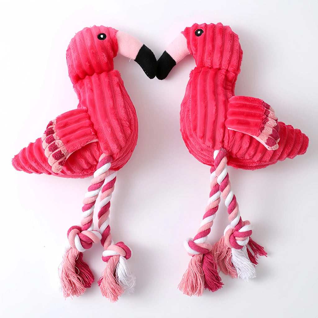 Pink corduroy animal-shaped dog toy with squeaker for small and large breeds
