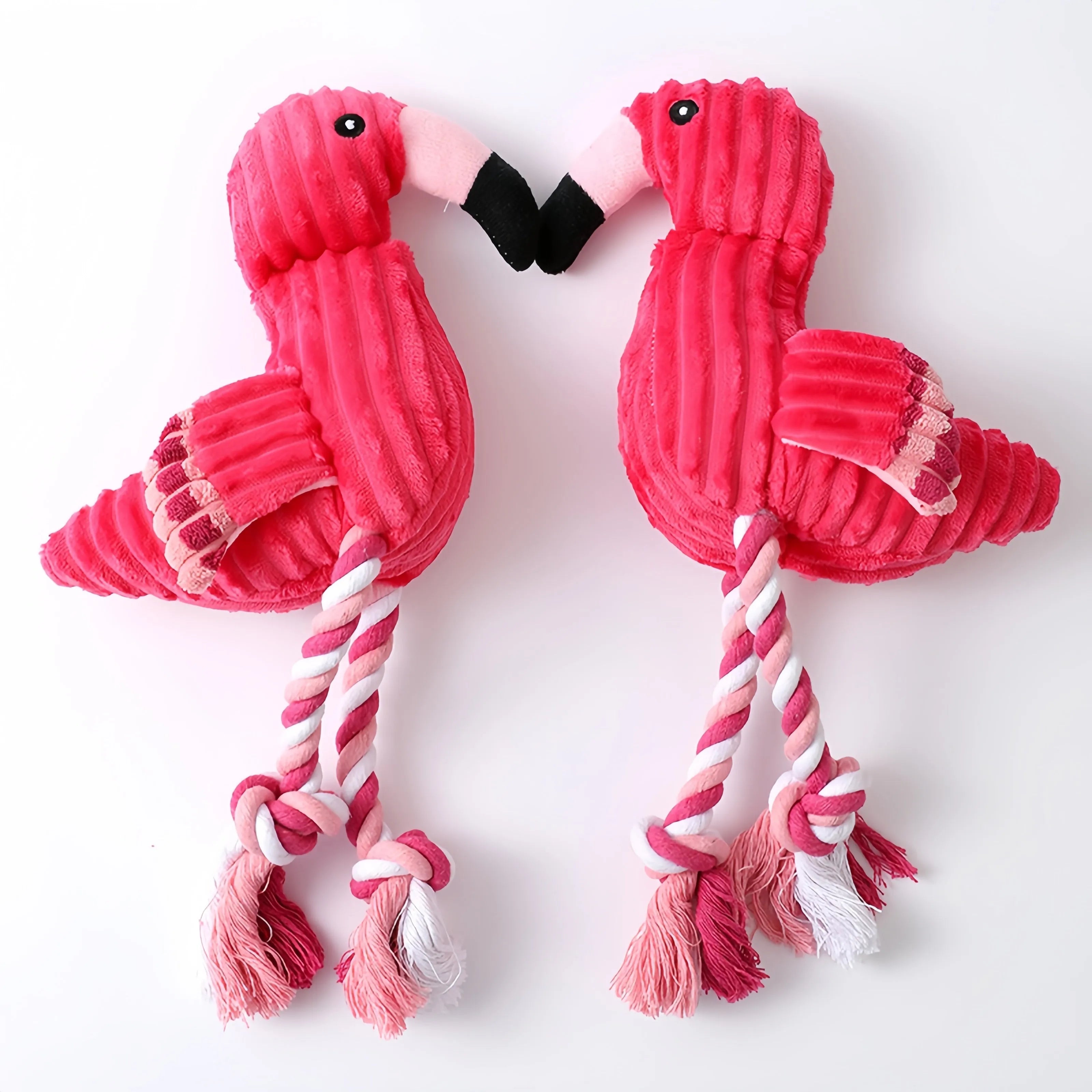 Pink corduroy animal-shaped dog toy with squeaker for small and large breeds
