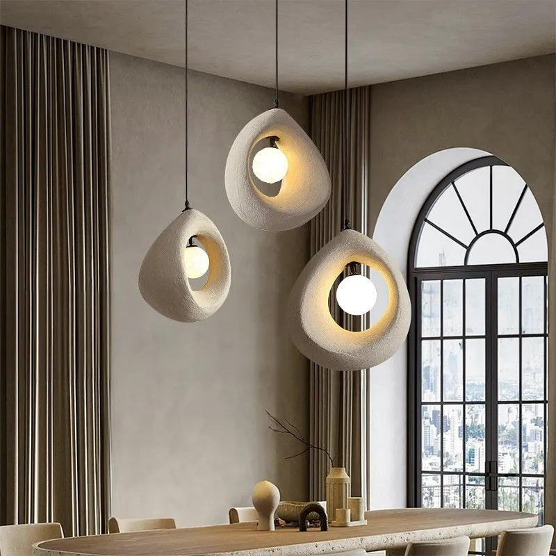 Retro restaurant bar chandelier with milky white 32x35cm lampshade in modern simple style