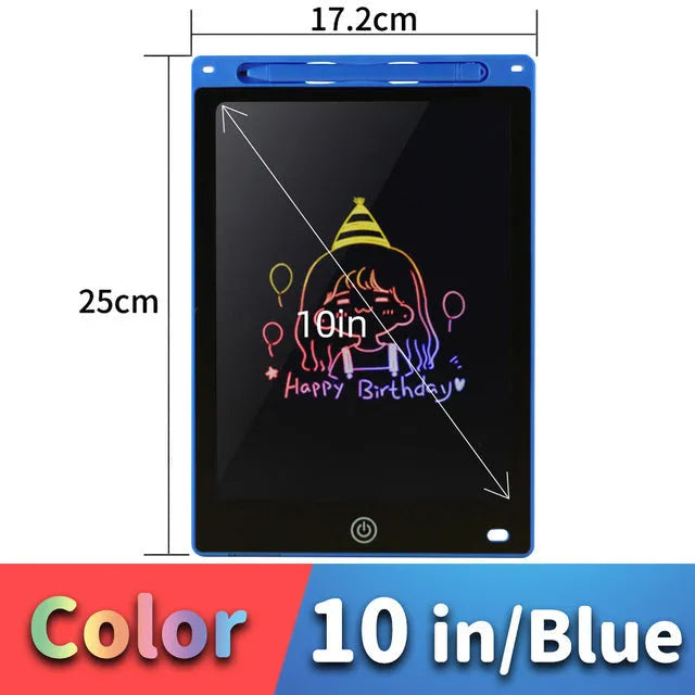 LCD writing tablet with stylus in three screen sizes for children's drawing and writing