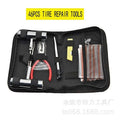 Quick first aid tyre repair kit with 43 steel tools in portable cloth storage bag