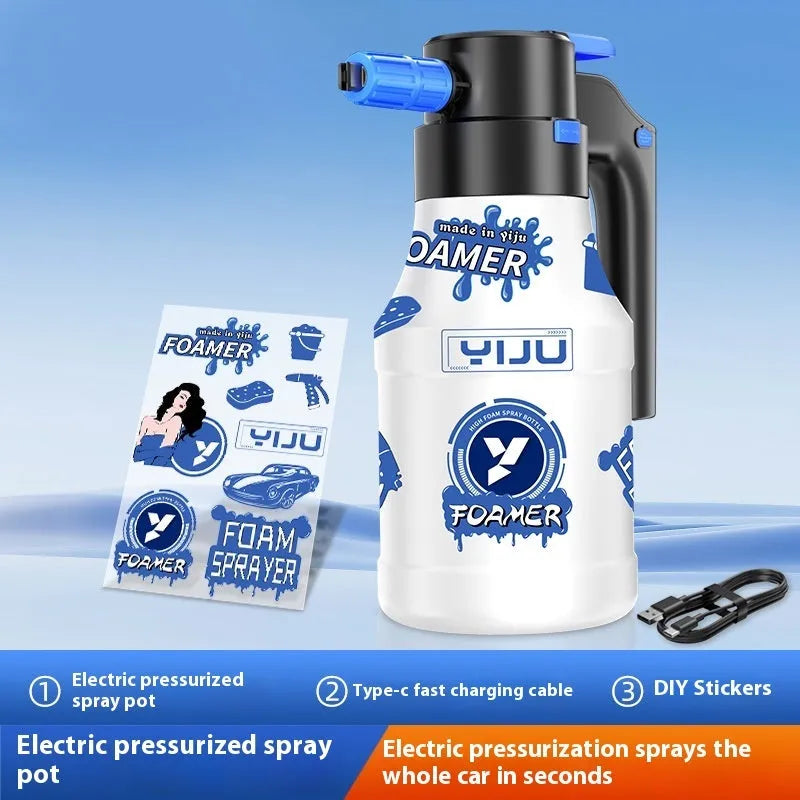 Handheld car wash foam sprayer with 2 litre tank and foam brush attachment