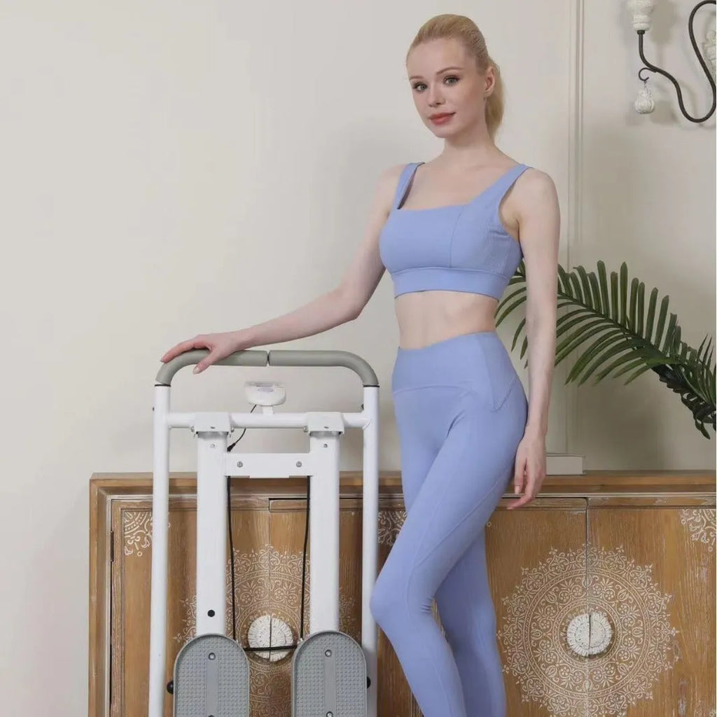 Starlight White foldable multi-function treadmill with climbing frame for home fitness
