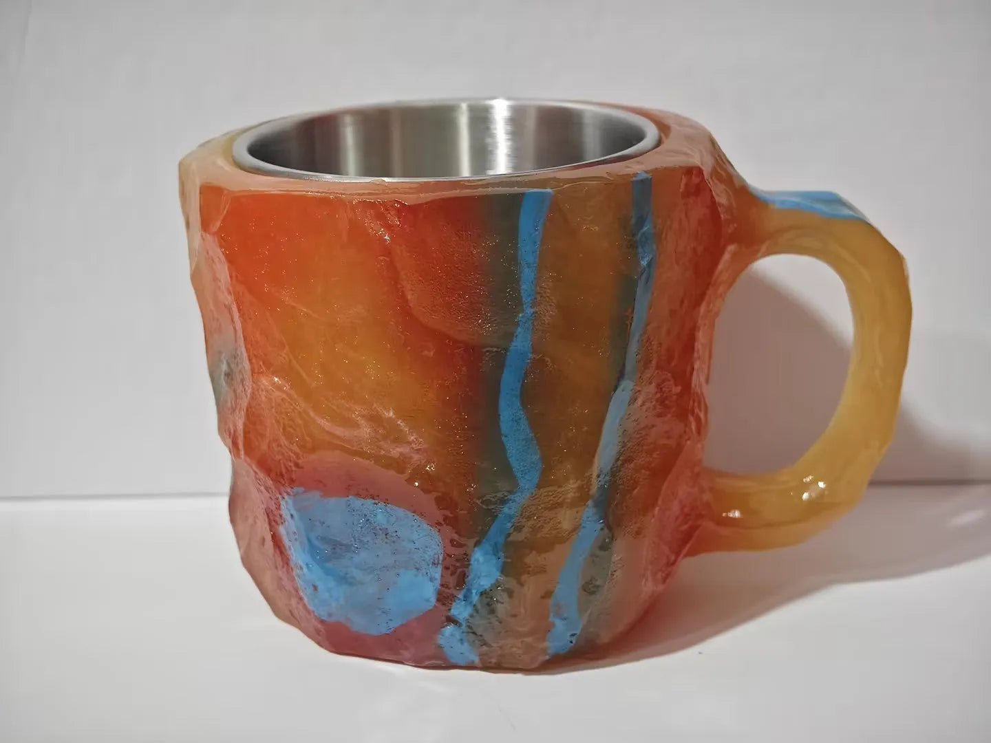 400ml resin mineral crystal coffee mug with handle in multiple colour options
