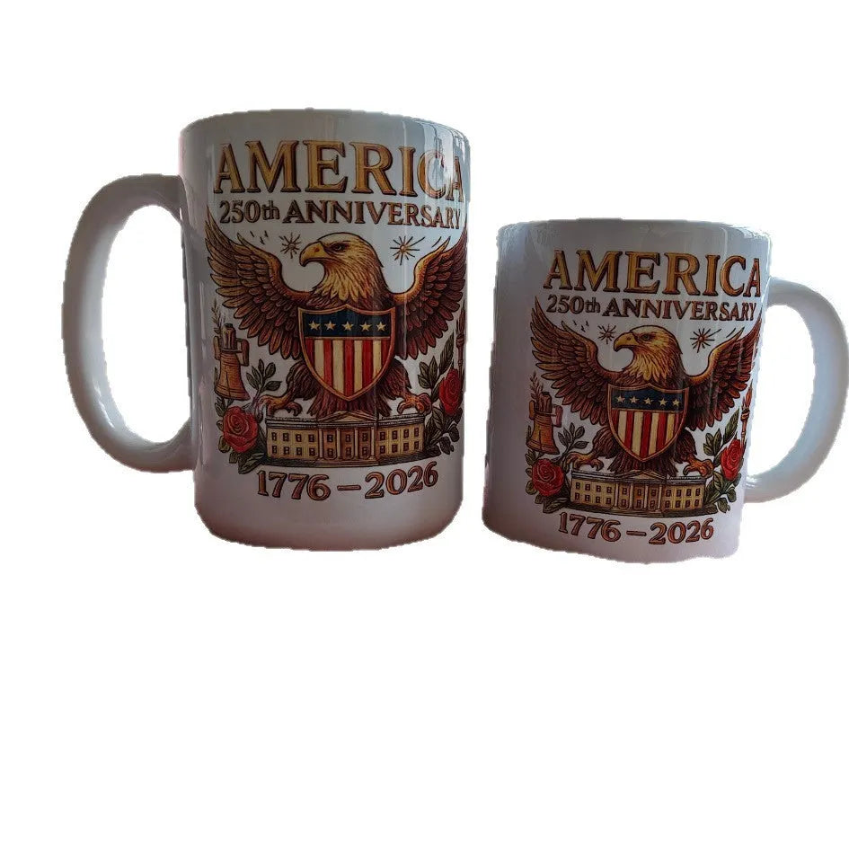 America's 250th anniversary commemorative ceramic mug with floor plan design in modern art style, 11oz size