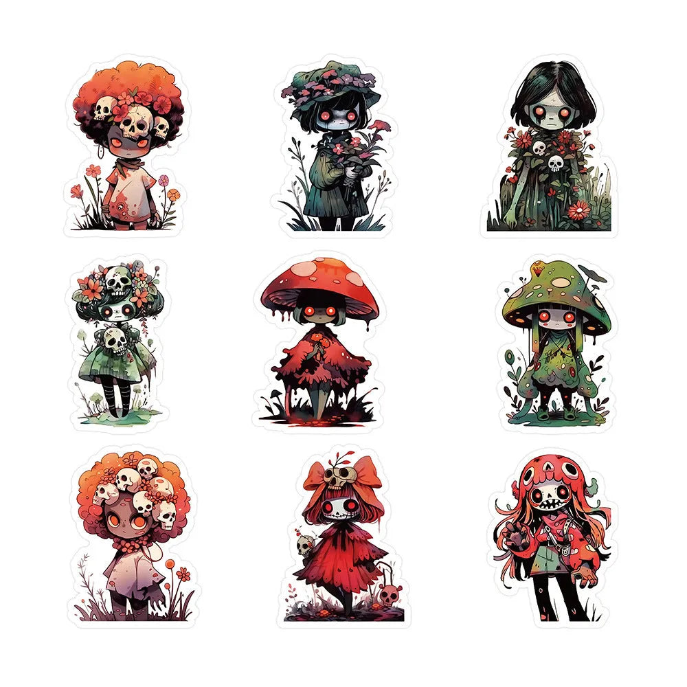 Little Zombie Stickers horror scarecrow decorative sticker pack 60 sheets mixed sizes 3 to 8cm