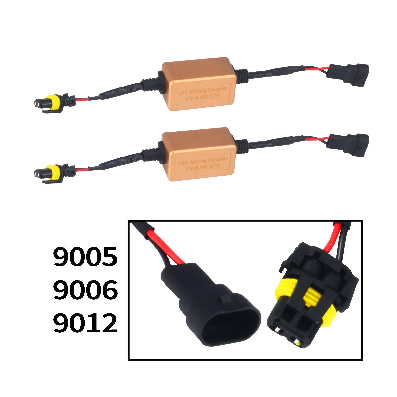 H4 H7 H11 LED car headlight Canbus decoder in black with plug connectors