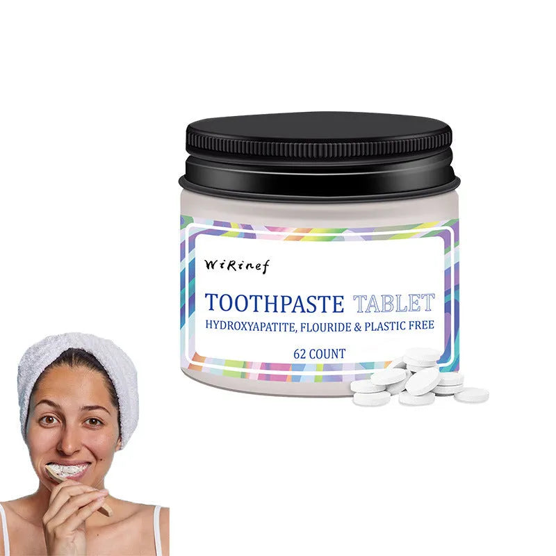 62-piece pack of TP19 solid toothpaste tablets in portable container