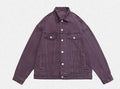 Retro washed dyed loose fit cotton denim coat in Moon White, front view