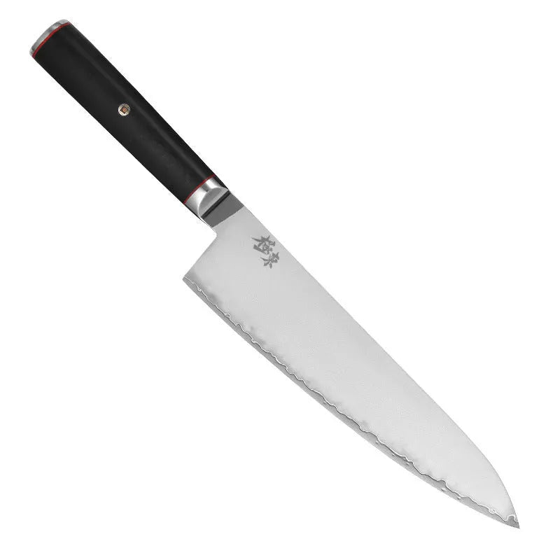 Sanhe Steel AUS-10 stainless steel 8-inch Japanese-style butcher knife on cutting board