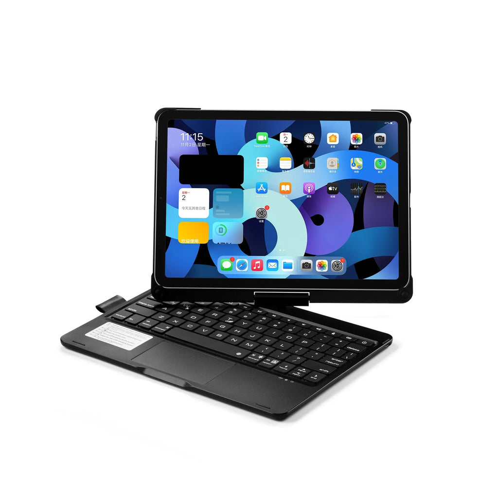 360-degree rotating backlit Bluetooth keyboard for iPad in black, silver, or rose gold colours