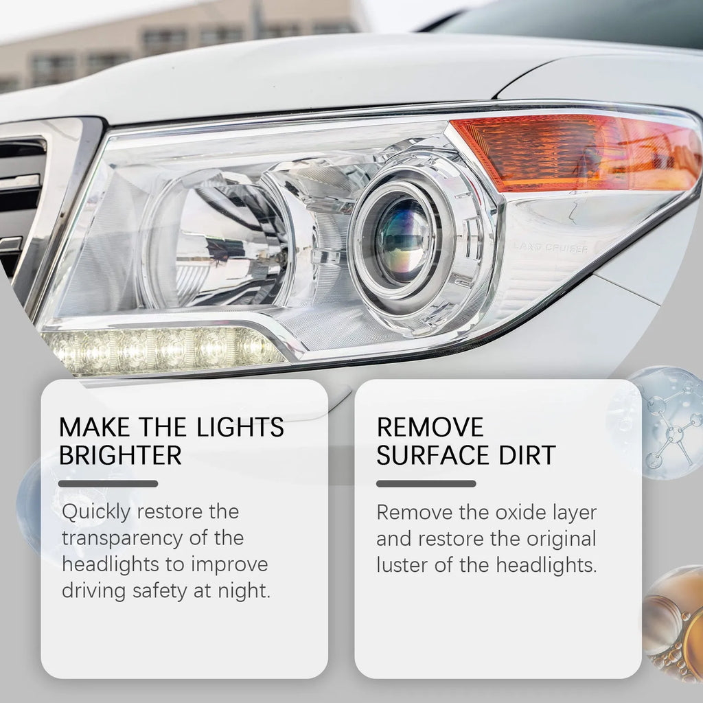 Car headlight polishing kit with 100ml care solution bottle and microfibre towel