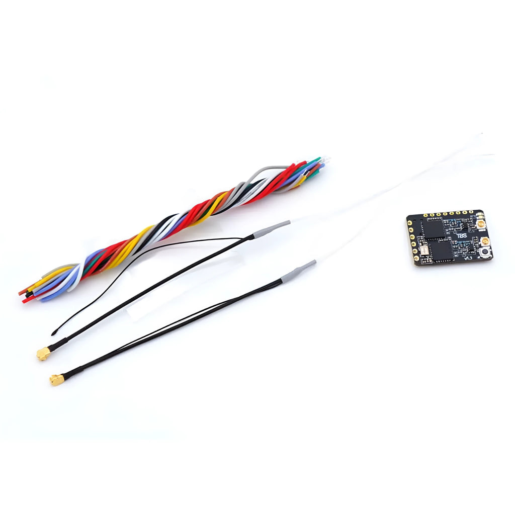 TBS Crossfire Diversity Nano RX receiver with two micro antennas and silicon wires