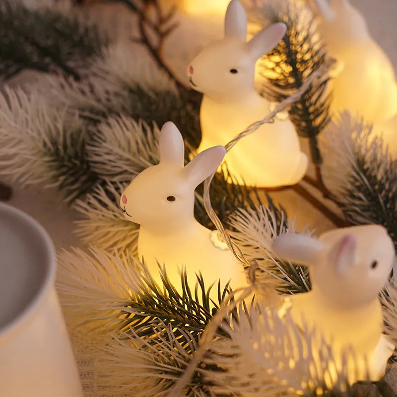 Easter plastic egg lamp string with warm white lights, cross pattern, USB battery powered, 10 lamps on 1.5m wire