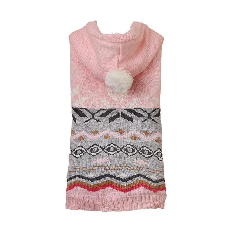 Diamond pattern pet sweater for dogs in blue, green, or pink acrylic knit
