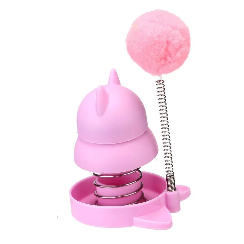 Blue lucky cat mint ball toy with sound module for feline play and hairball management