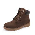Men's pink high-top Martin boots with front lace-up and round toe design