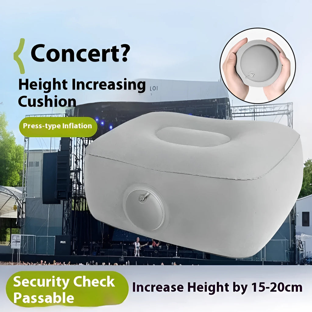 Inflatable portable folding seat cushion showing press inflation and flocking texture