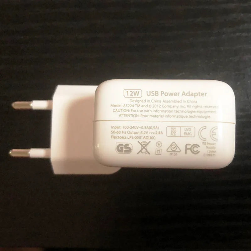 iPad wall charger with USB port available in US and European plug styles