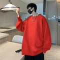 Men's loose fit round neck solid colour sweater in polyester fabric