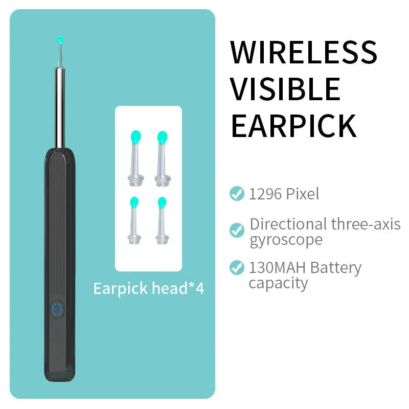 NE3 wireless ear cleaner otoscope with camera LED light in black or white colour