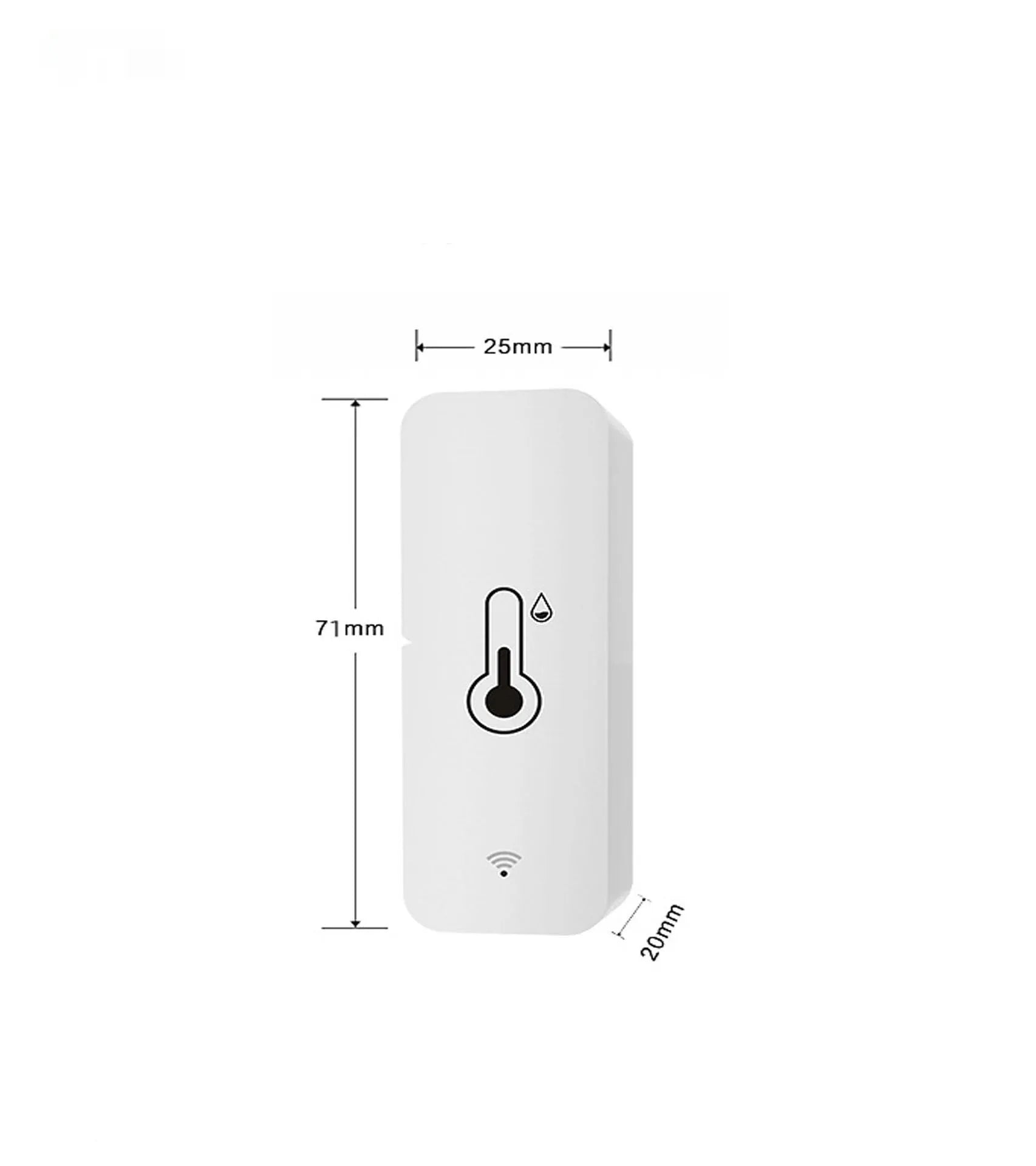 WiFi Zigbee temperature humidity sensor with ABS plastic housing measuring 72x25x20mm