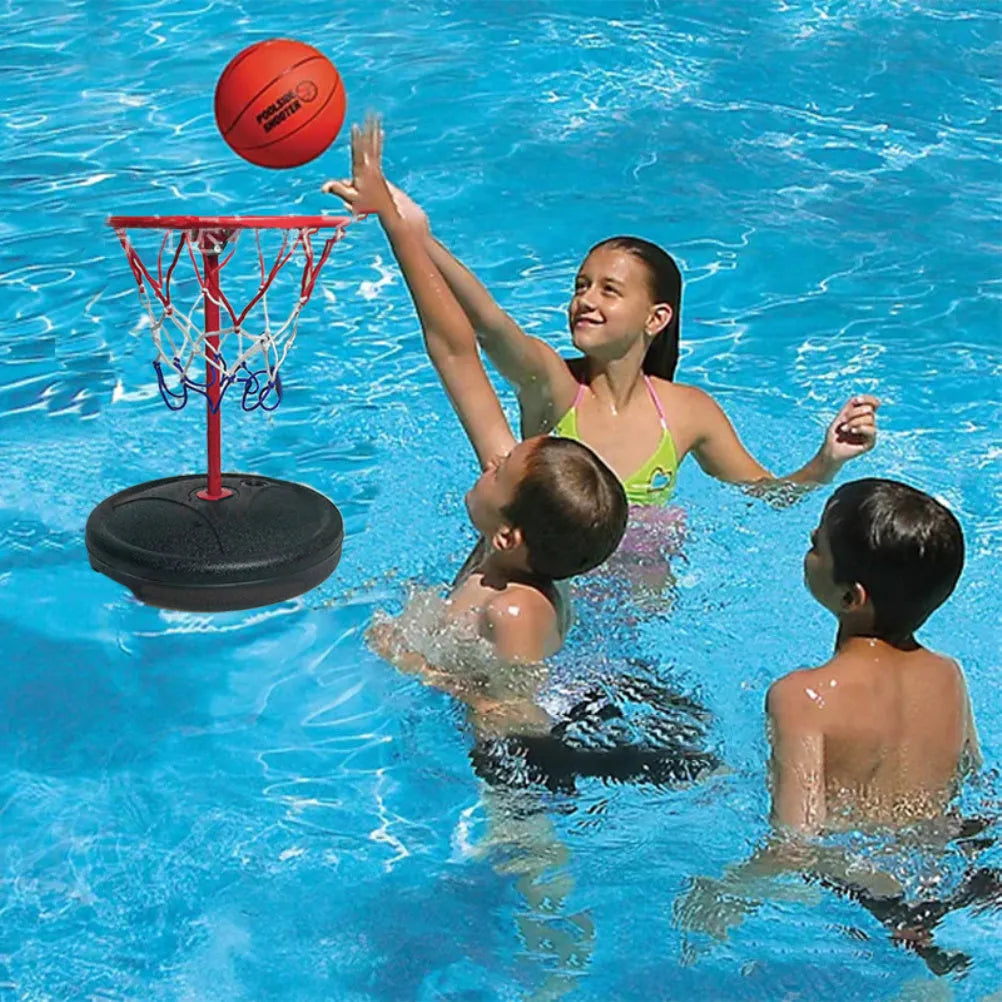 Water basketball hoop with plastic backboard and pole, 70x30cm size, for indoor and outdoor pool games