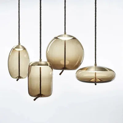 Modern glass chandelier with LED light, 30x30.5cm, for restaurant and home decoration