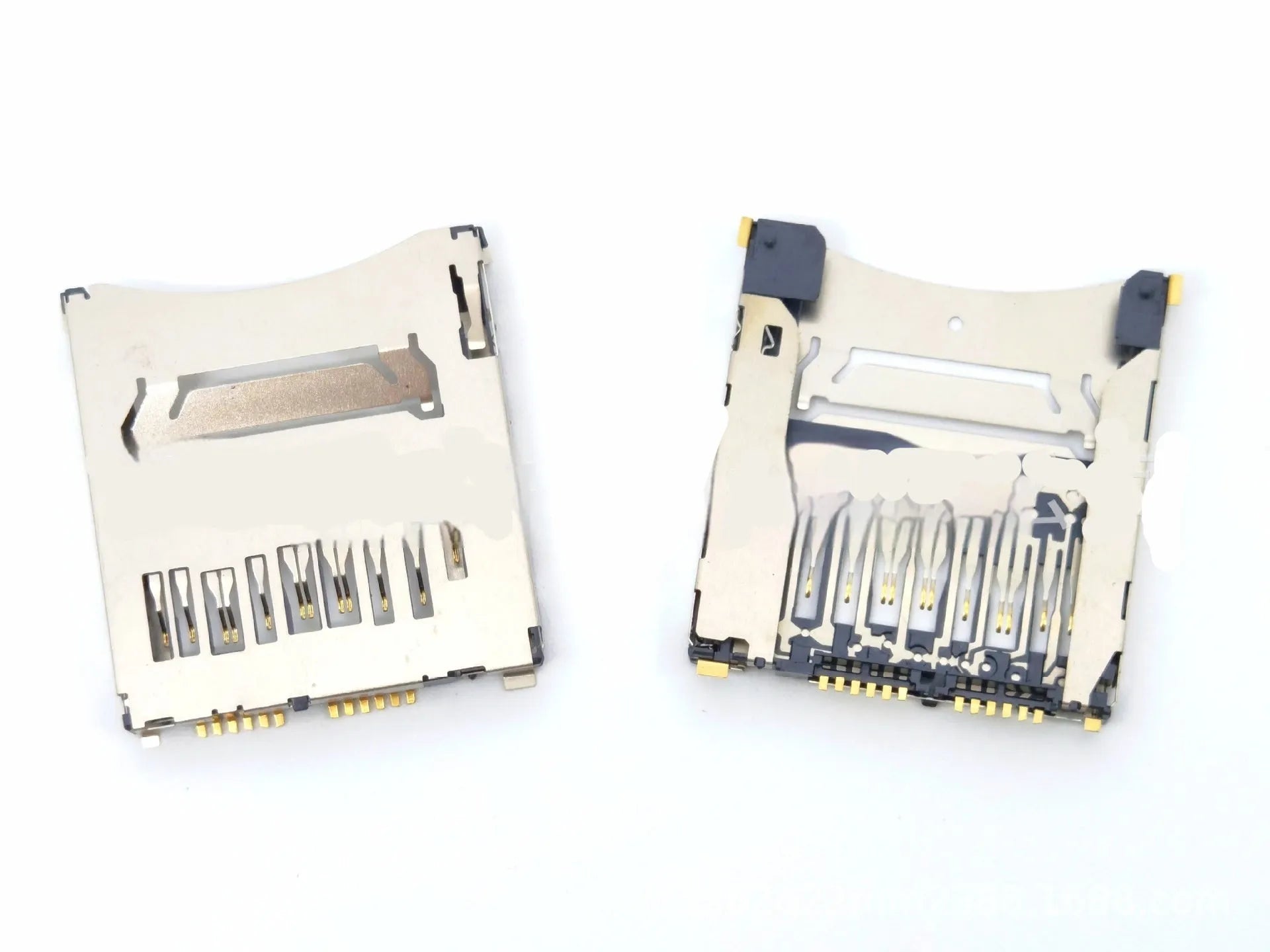 Alloy camera memory card slot replacement part showing high foot and low foot configurations