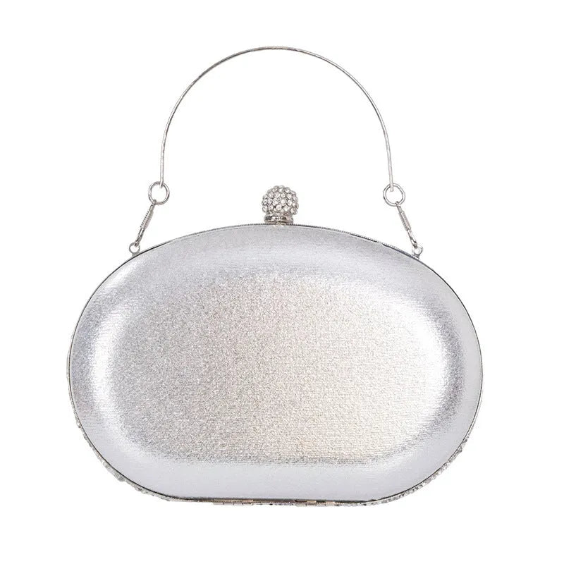 Personalised banquet women's handbag in hardware and rhinestone construction with European retro styling