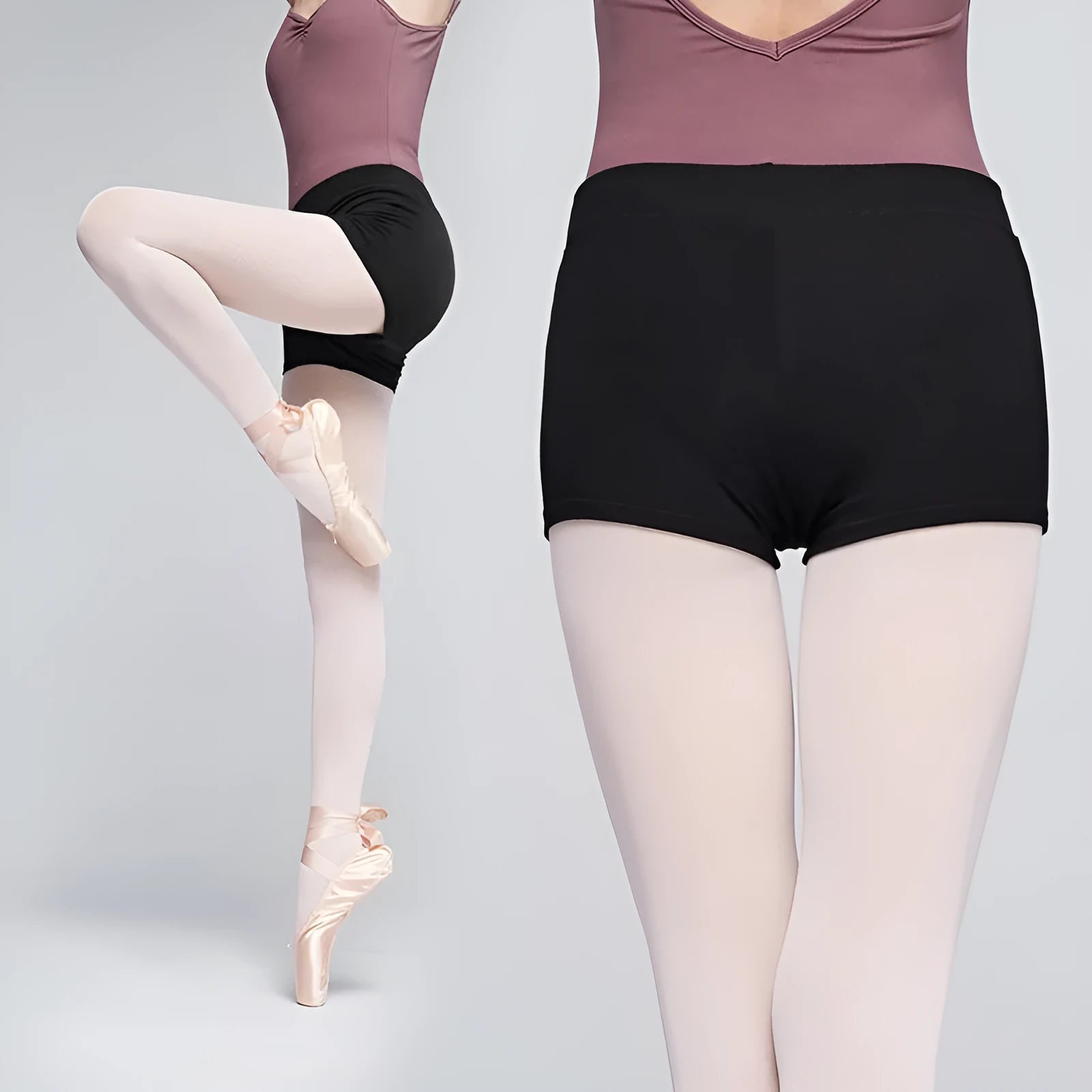 Black cotton dance shorts for women, suitable for ballet and fitness exercise.
