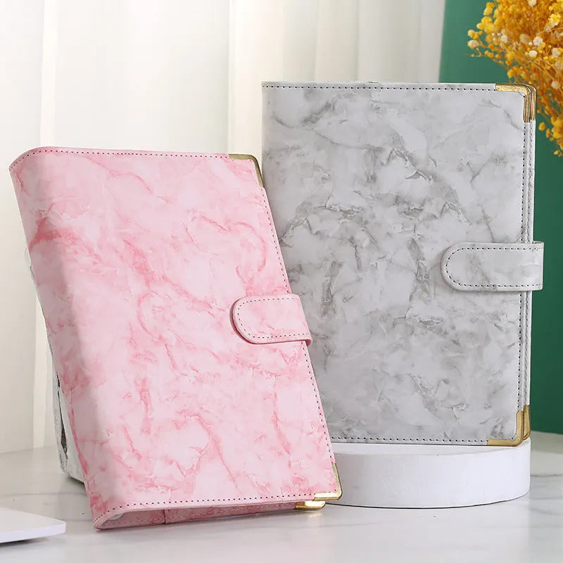 Removable notepad with marble pattern PU cover in A5 size, grey colour, 100 sheets of 80G Dowling paper