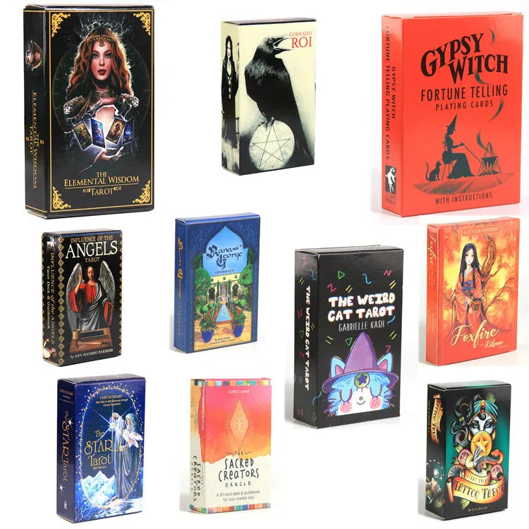 English Tarot Oracle Card Prism Card deck with coated paper cards in narrow and wide sizes