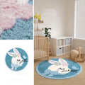 Round rabbit carpet for children's room in polyester, available in 80cm, 100cm or 150cm diameter