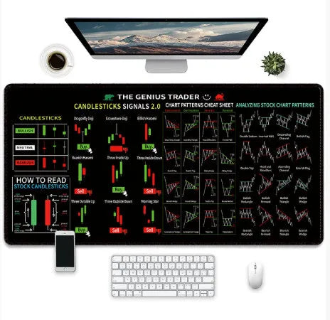 Game themed rubber mouse pad with non-slip natural rubber base on wooden desk