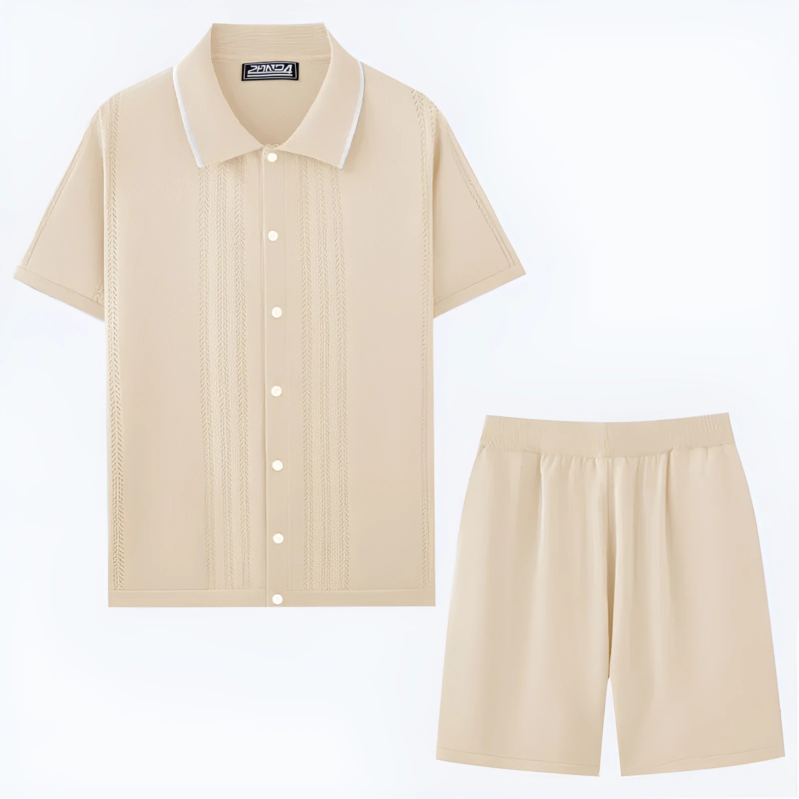 Tencel fabric business casual two-piece set with short sleeves and matching shorts