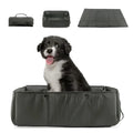 Portable 3-in-1 dog travel bed in black, collapsible with water resistant outer shell for small dogs