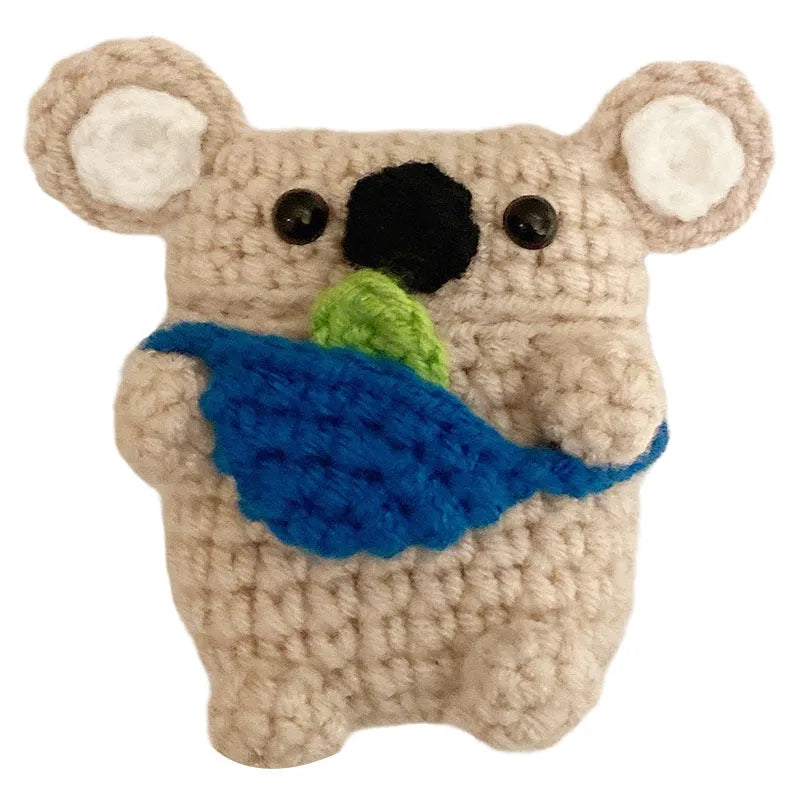 Hand-knitted koala bear backpack design Airpods protective case for Apple Airpods.