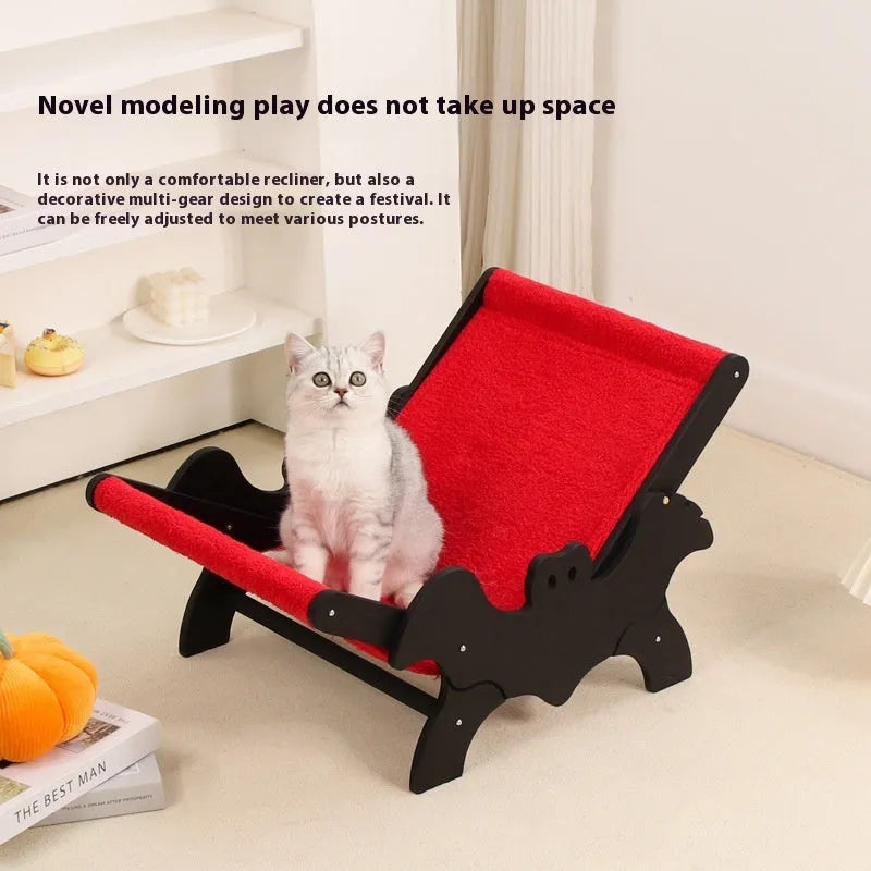 Black and red Halloween themed wooden cat recliner bed MW-054