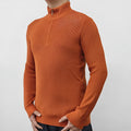 Men's American-style half-turtleneck zipper sweater in cotton blend polyester fabric