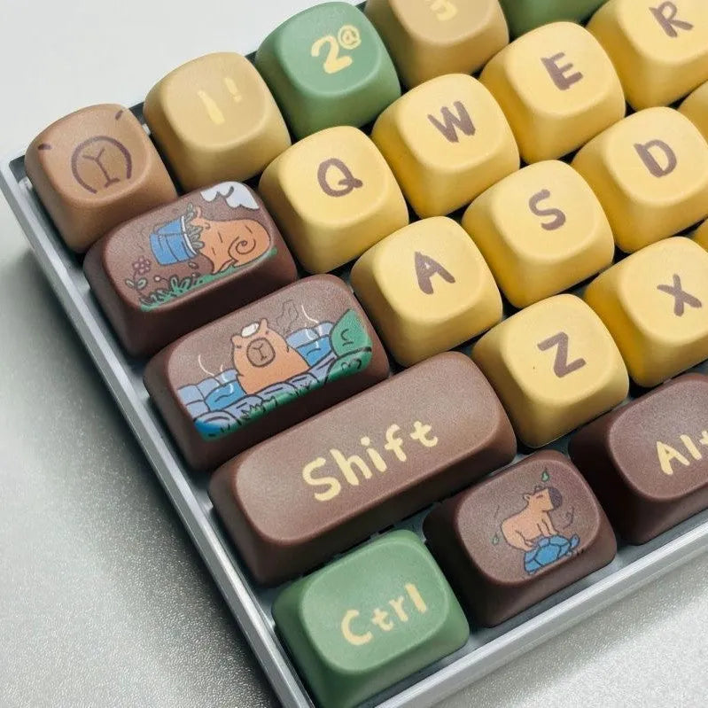 Capabala 130-piece mechanical keyboard keycap set in white and pink with MOA profile.