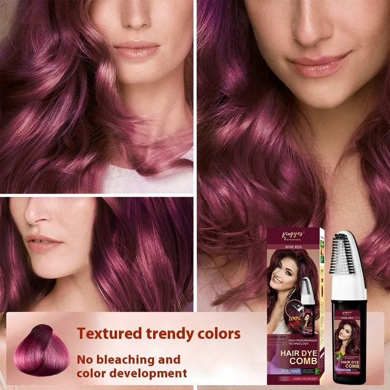 Easy Coloring Comb hair dye in brown, dark brown, and wine red 200ml bottles
